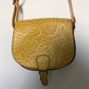 Vegan Tooled Saddle Bag
